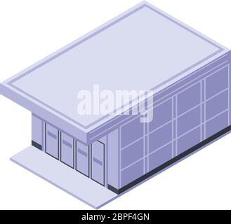 Entrance station subway train icon, isometric style Stock Vector