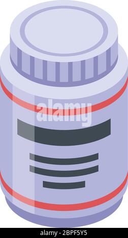 Heart pill jar icon, isometric style Stock Vector