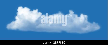 Realistic cloud over blue sky background. Vector illustration. Stock Vector