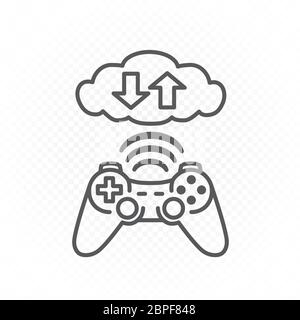 computer gaming cloud service line icon Stock Vector