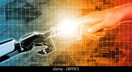 Merging Man and Technology Together Engineering Concept Stock Photo