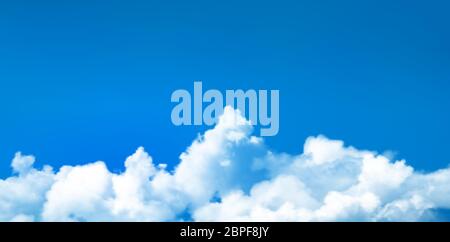 Background with realistic clouds over blue sky. Vector illustration. Stock Vector