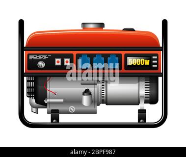Portable portable electric generator. Power outage. Accident or accident. Spare power supply. Stock Vector