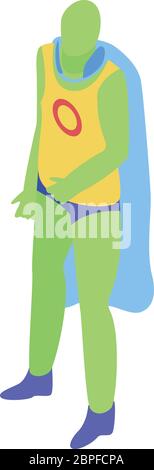 Green space superhero icon, isometric style Stock Vector