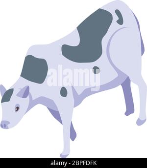 Farm cow icon, isometric style Stock Vector