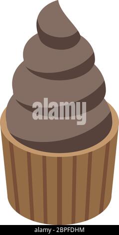 Chocolate cupcake icon, isometric style Stock Vector