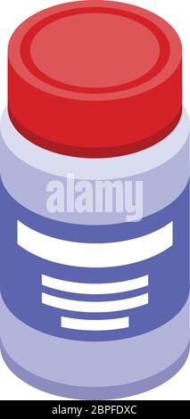 Animal pill jar icon, isometric style Stock Vector