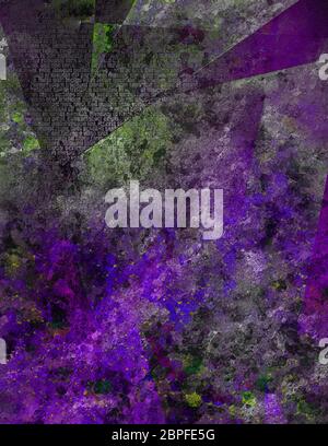 Glass texture in purple and green colors with words Stock Photo