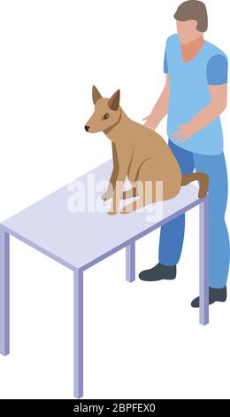 Dog at veterinary table icon, isometric style Stock Vector