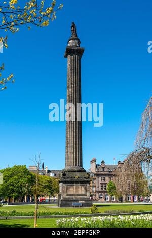 The Melville Monument, commemorating Henry Dundas, first Viscount Melville, stands in the centre of St Andrew Square Garden in Edinburgh, Scotland, UK