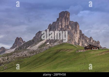 Spring landscape with Passo Giau near Cortina d Ampezzo Alps Dolomites mountains, Italy Stock Photo