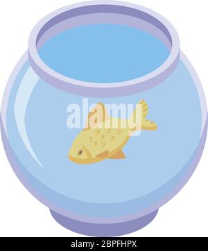 Fish in aquarium icon, isometric style Stock Vector
