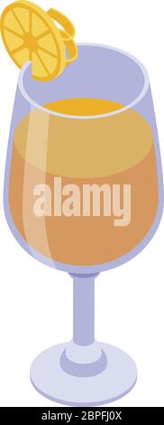 Orange slice cocktail icon, isometric style Stock Vector