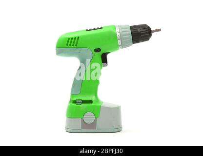 Cordless screwdriver or power drill isolated on a white background Stock Photo