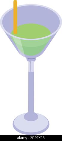 Green cocktail icon, isometric style Stock Vector