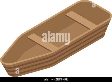 Wood boat icon, isometric style Stock Vector