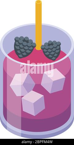 Berry cocktail icon, isometric style Stock Vector