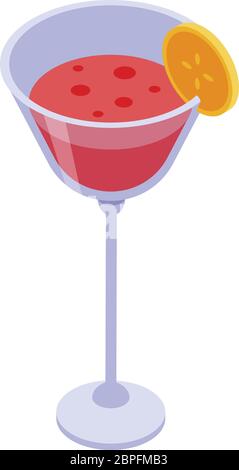 Barbados cocktail icon, isometric style Stock Vector