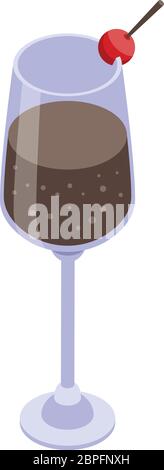 Cola cocktail icon, isometric style Stock Vector