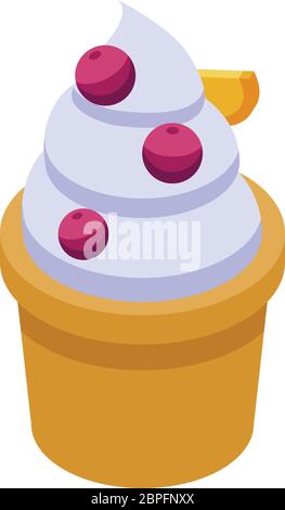 Cream cupcake icon, isometric style Stock Vector