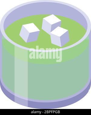 Matcha tea cocktail icon, isometric style Stock Vector