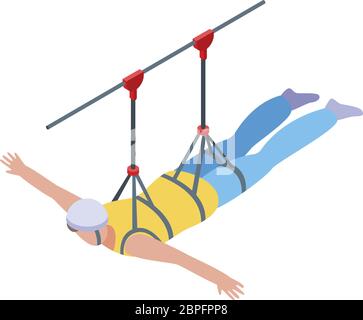 Zip line icon, isometric style Stock Vector