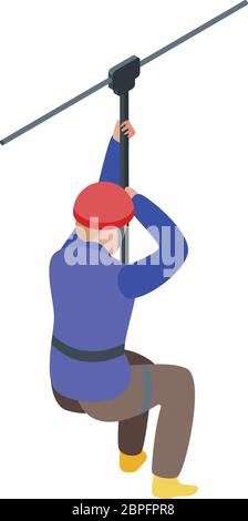 Activity zip line icon, isometric style Stock Vector