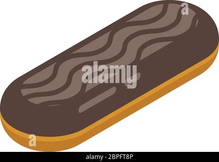 Chocolate eclair icon, isometric style Stock Vector