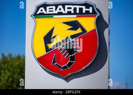 Osnabrueck, Germany May 17th, 2020: Symbol pictures - 2020 Abarth, logo, lettering, feature / symbol / symbolfoto / characteristic / detail / | usage worldwide Stock Photo