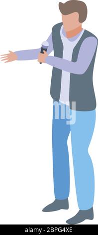 Karaoke man singer icon, isometric style Stock Vector