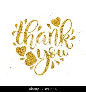 thank you - golden hand lettering inscription text to valentine Stock ...