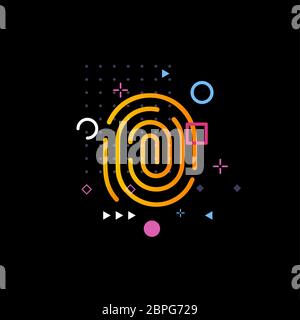 Fingerprint mapping logo. Thumbprint scanning. Biometric passport identification icon. Application authorization. Isolated device unlock sign Stock Vector
