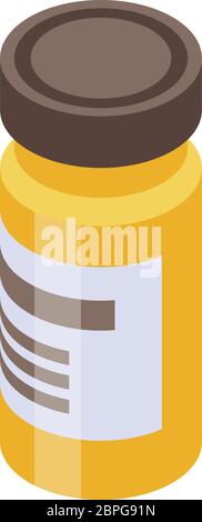 Pill glass jar icon, isometric style Stock Vector