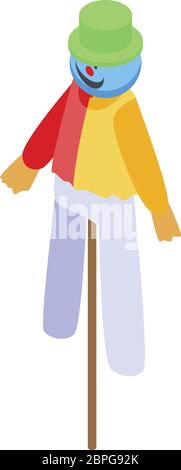 Agriculture scarecrow icon, isometric style Stock Vector