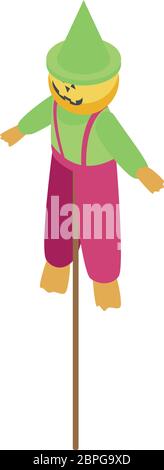 Scarecrow doll icon, isometric style Stock Vector