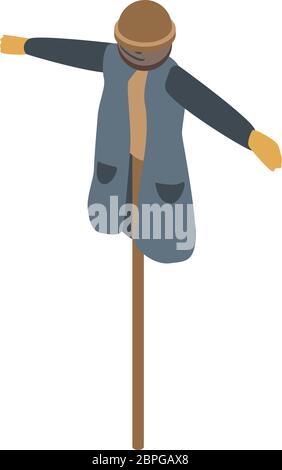 Summer scarecrow icon, isometric style Stock Vector