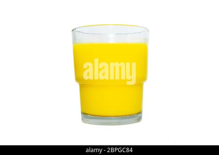 Glass of mango juice isolated on white background Stock Photo