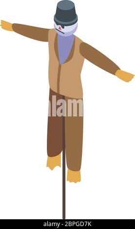 Garden scarecrow icon, isometric style Stock Vector