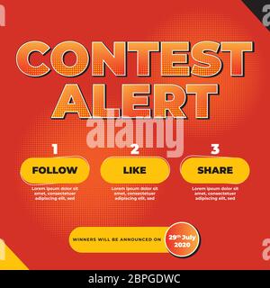 Contest alert template for social media Stock Vector