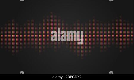 Musical equalizer, sound settings, digital graphics of sound track. Financial schedule, exchange monitoring, currency rate trends. Linear wide Stock Vector