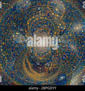 Abstract pattern. Kaleidoscopic mosaic in vivid colors. Blue is a main color Stock Photo