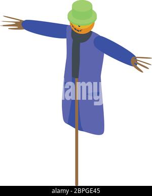 Scarecrow icon, isometric style Stock Vector