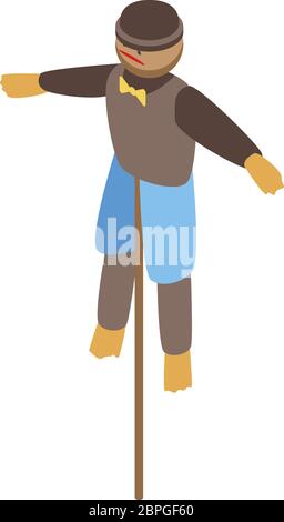 Farm scarecrow icon, isometric style Stock Vector