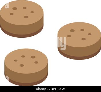 Cookies for raccoon icon, isometric style Stock Vector