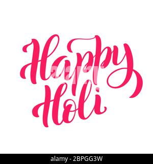Happy Holi. Template for poster with handdrawn lettering. Vector illustration. Stock Vector