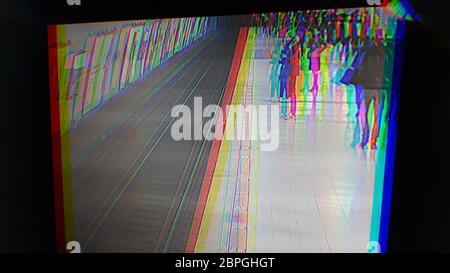 cctv screen. CCTV monitors in control room at Cardiff Central Police ...