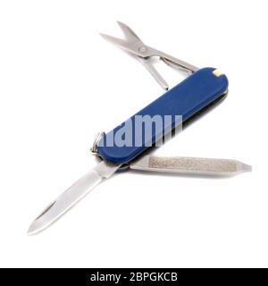 Universal pocket knife on a white background Stock Photo