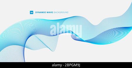 Abstract dynamic curve flow blue wave lines on white background. Vector illustration Stock Vector