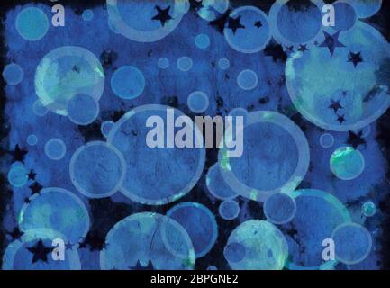 Circular Forms and Stars. Abstract background in blue color Stock Photo