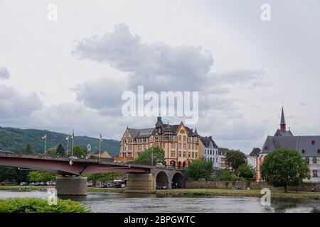 Bernkastel Germany 28 July 2015 - View across Moselle river on Bernkastel-Kues in Germany Stock Photo
